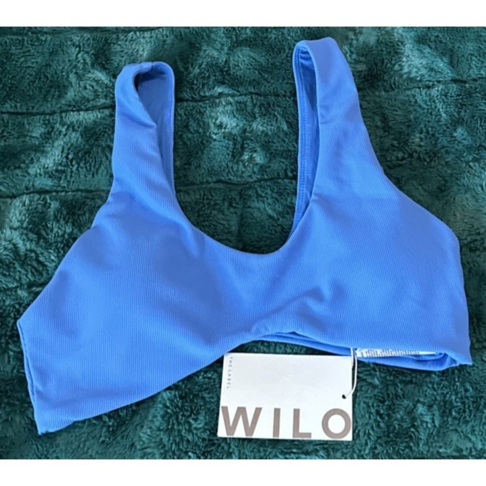 WILO The Label Size Small Ribbed V Neck Bikini Top Cobalt